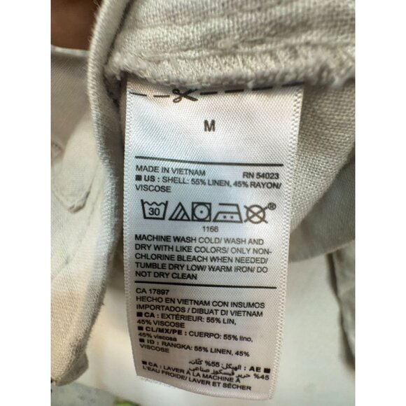 Old Navy Utility Jacket Womens Size M Beige Cinched Waist Full Zip High Neck - Picture 3 of 12